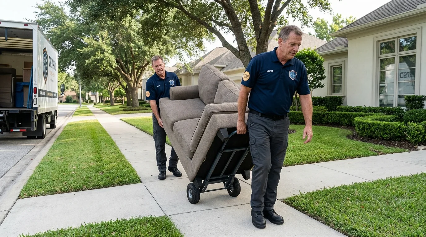 Local residential moving crew loading furniture in Kingston, OK